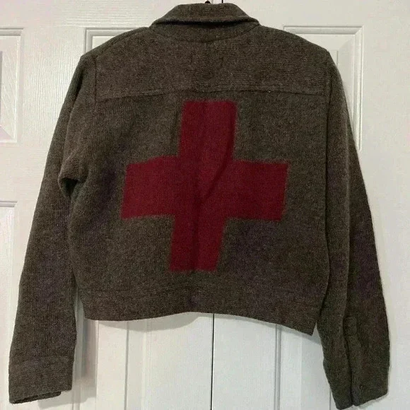 Anthropologie Jacket Women's Medium Brown Knit Wool NWT Cross Cropped Boho - Picture 5 of 6